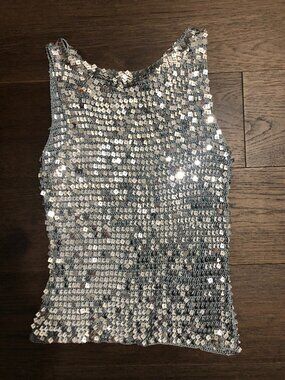 Silver Sequin Tank Top
